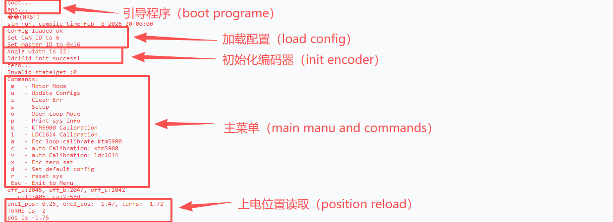 电机上电输出示例